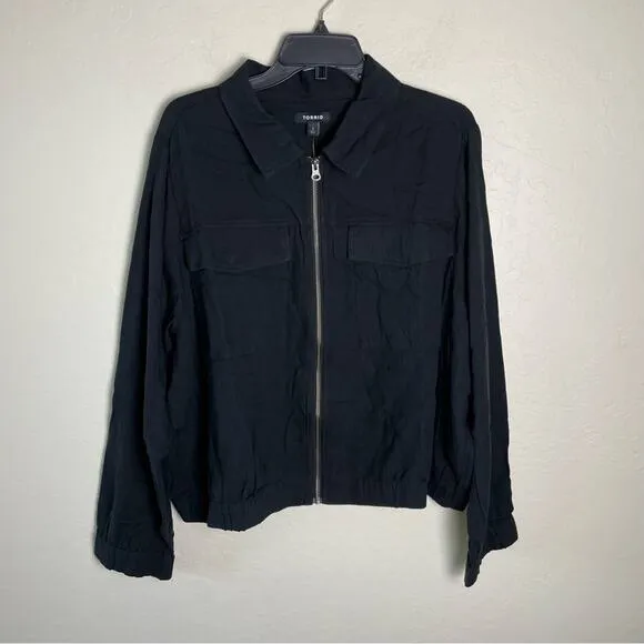 Torrid Black Double Gauze Zip Front Jacket 2X NWT 40721215