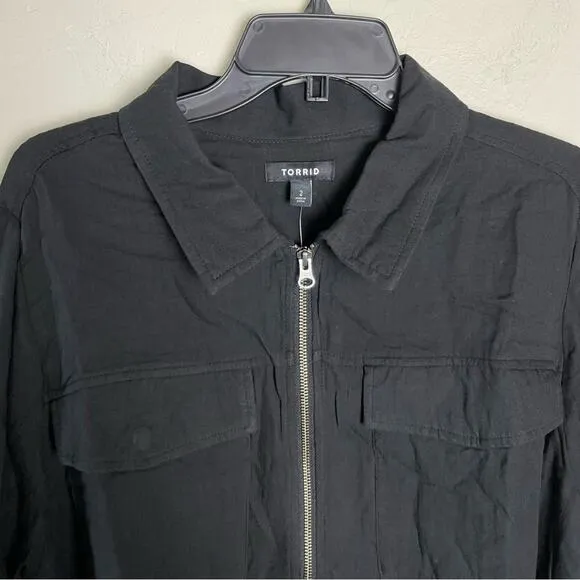 Torrid Black Double Gauze Zip Front Jacket 2X NWT 40721215