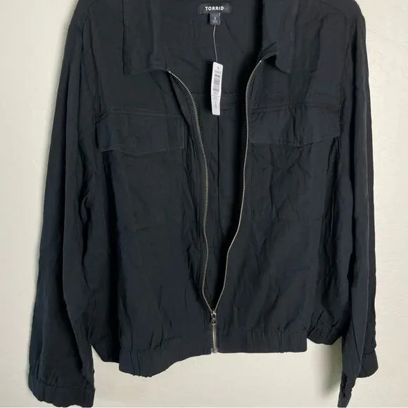 Torrid Black Double Gauze Zip Front Jacket 2X NWT 40721215