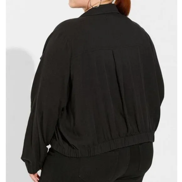 Torrid Black Double Gauze Zip Front Jacket 2X NWT 40721215