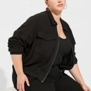 Torrid Black Double Gauze Zip Front Jacket 2X NWT 40721215