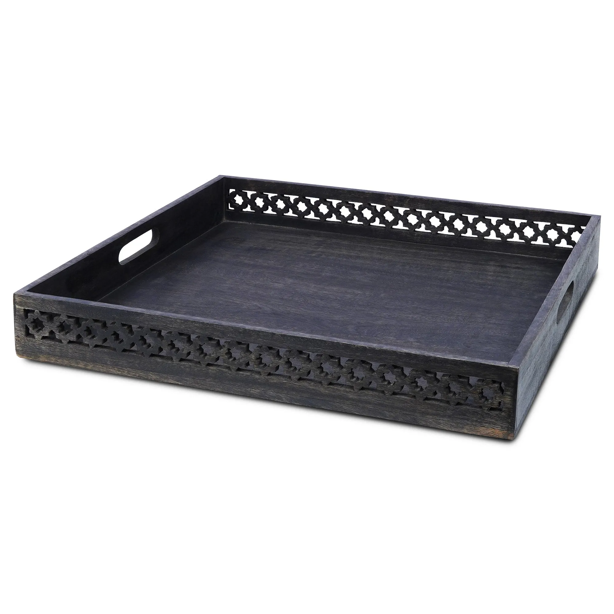 Trellis Decorative Ottoman Tray in Blackwash