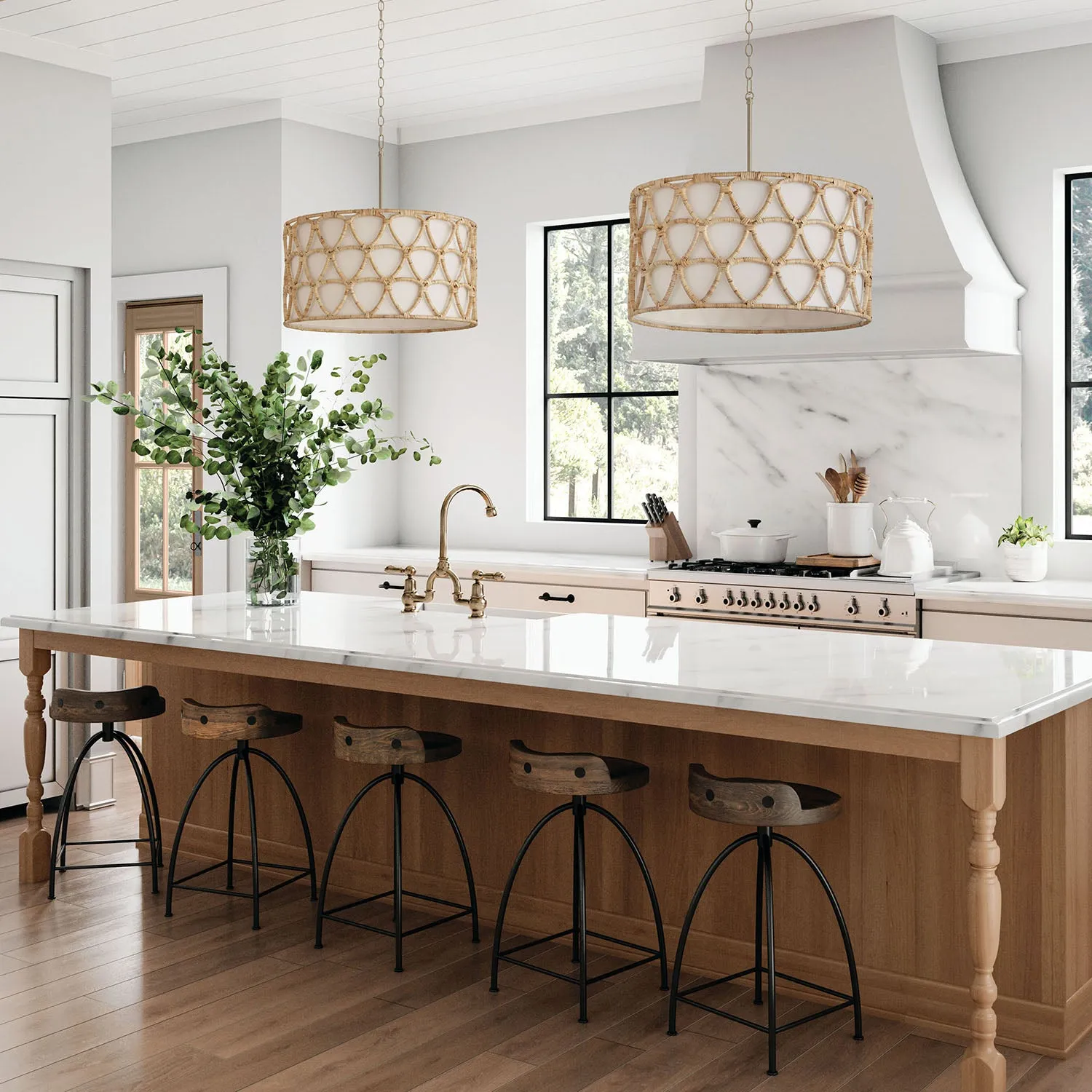 TULUM 4-LIGHT PENDANT, MATTE BRASS