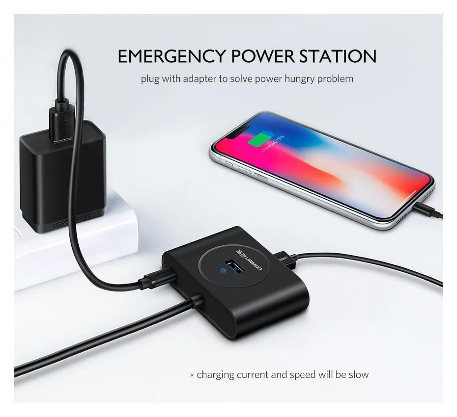 UGREEN USB HUB 3.0 External 4 Port USB Splitter with Micro USB Power Port for iMac