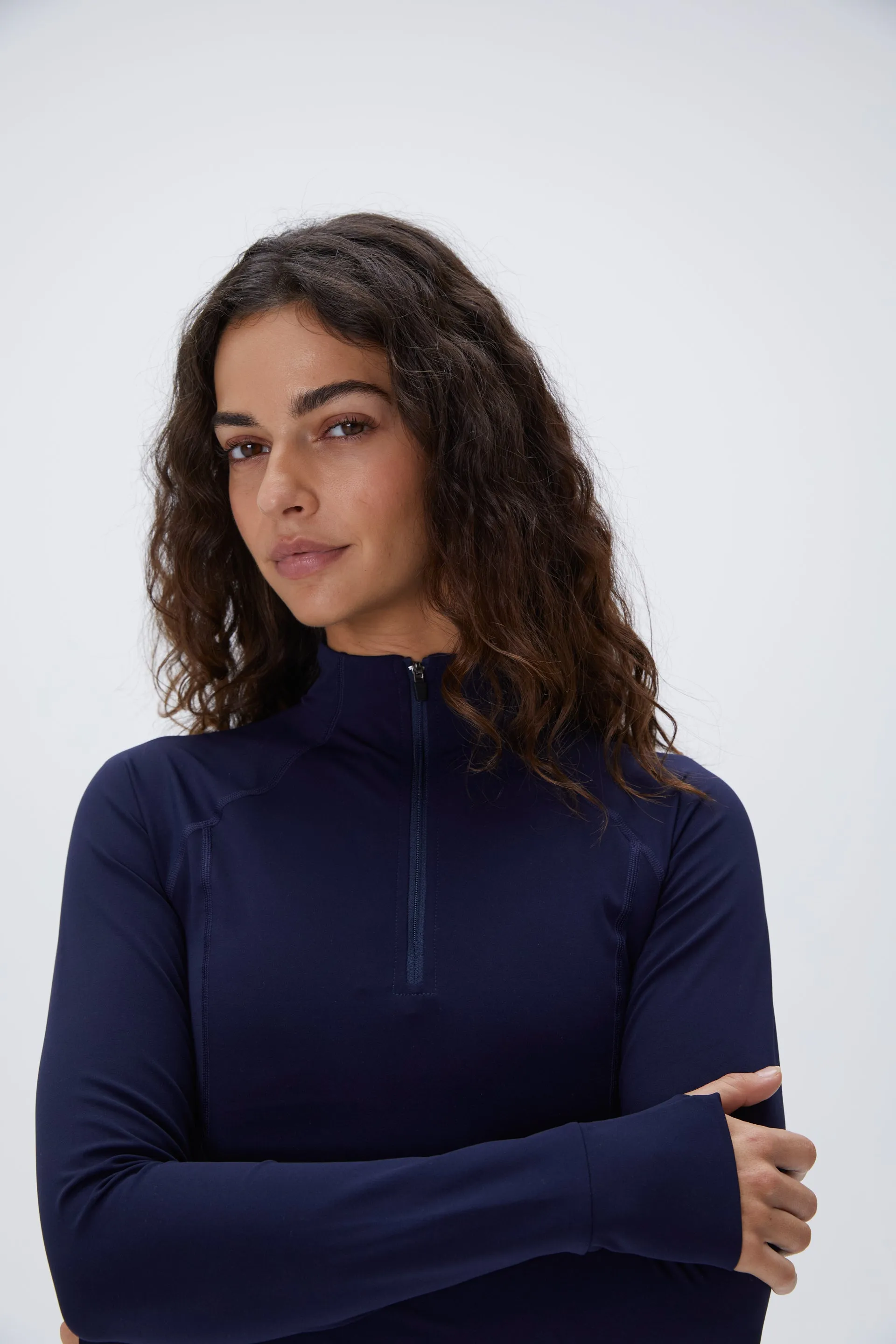 Ultimate Long Sleeve Quarter Zip Top - Navy Blue