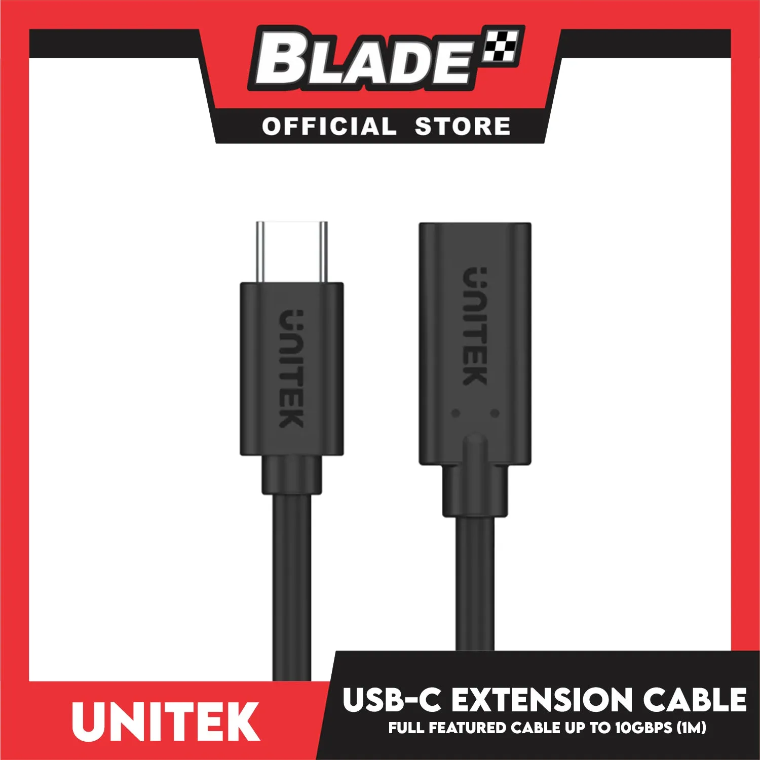 Unitek Full-Featured USB-C Extension Cable With 4K 60Hz, 100W Power Delivery And 10Gbps Data (USB 3.2 Gen2) C14086BK 1m