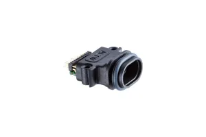 USB C IP68 plastic female receptacle snap-in PCB 180deg