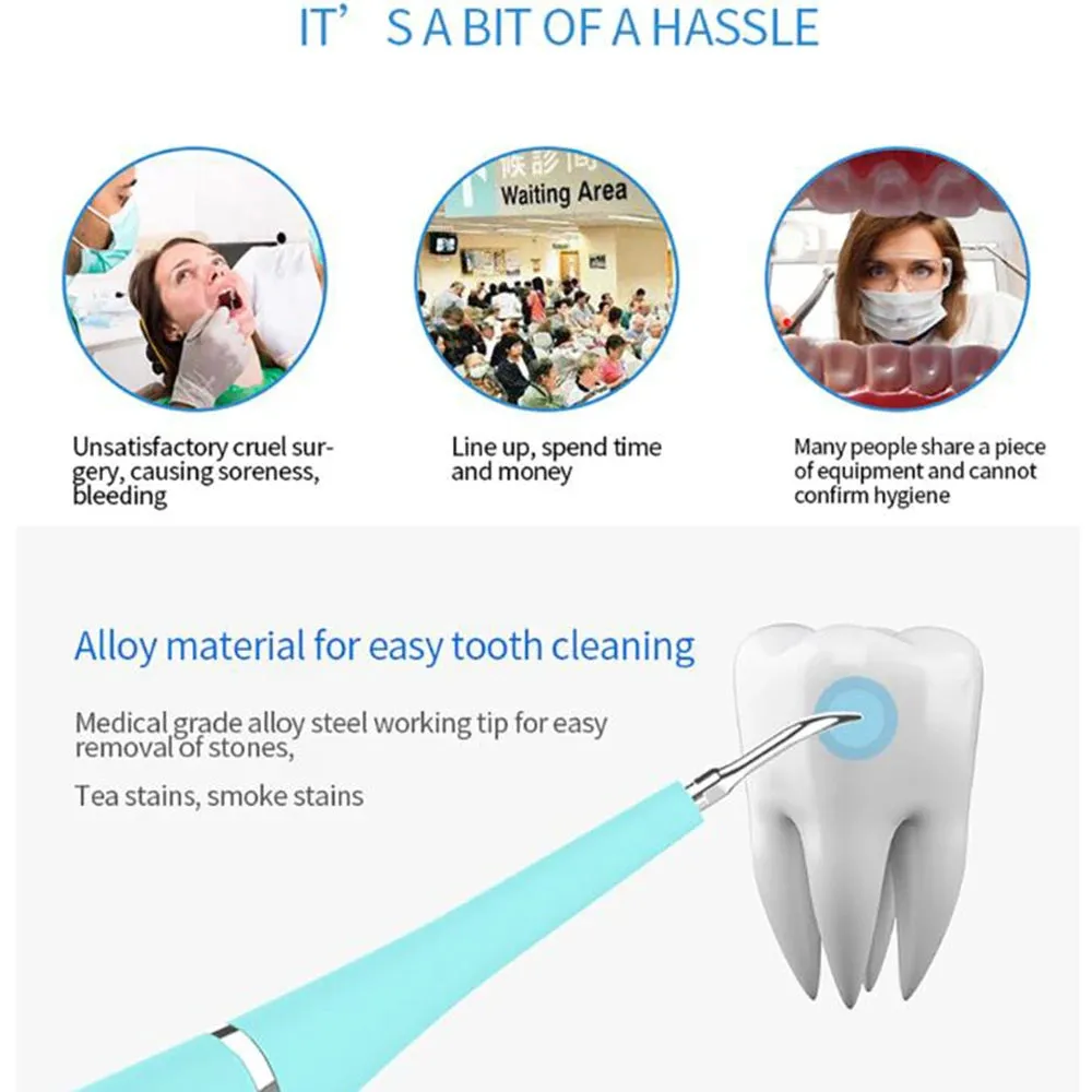 USB Rechargeable Vibrating Sonic Dental Scaler Tooth Plaque Remover Dental Stains Tartar Cleaning Tool Whitens Teeth