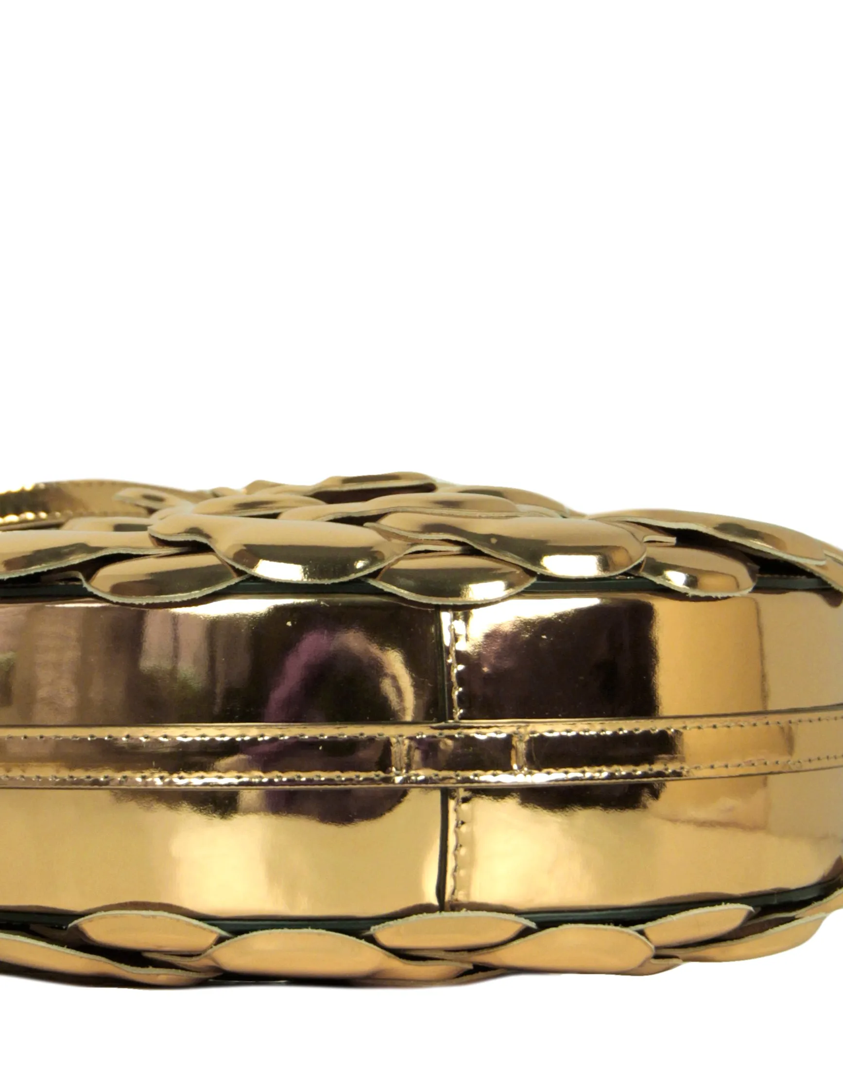 Valentino Gold Leather Atelier Rose 03 Edition Round Crossbody Bag