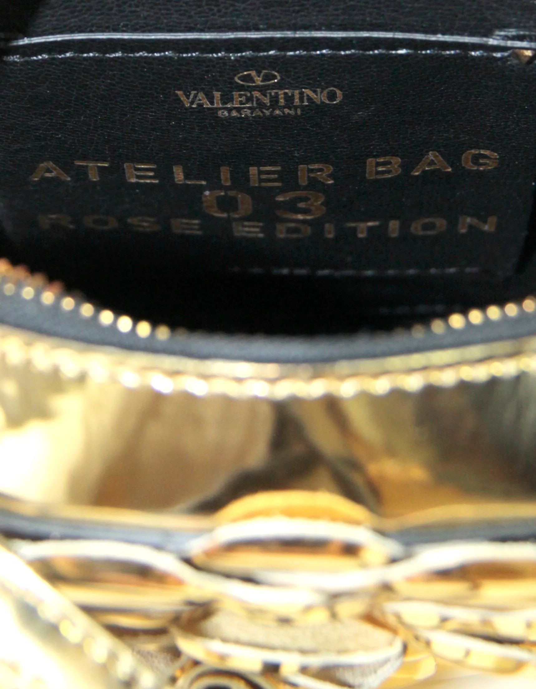 Valentino Gold Leather Atelier Rose 03 Edition Round Crossbody Bag