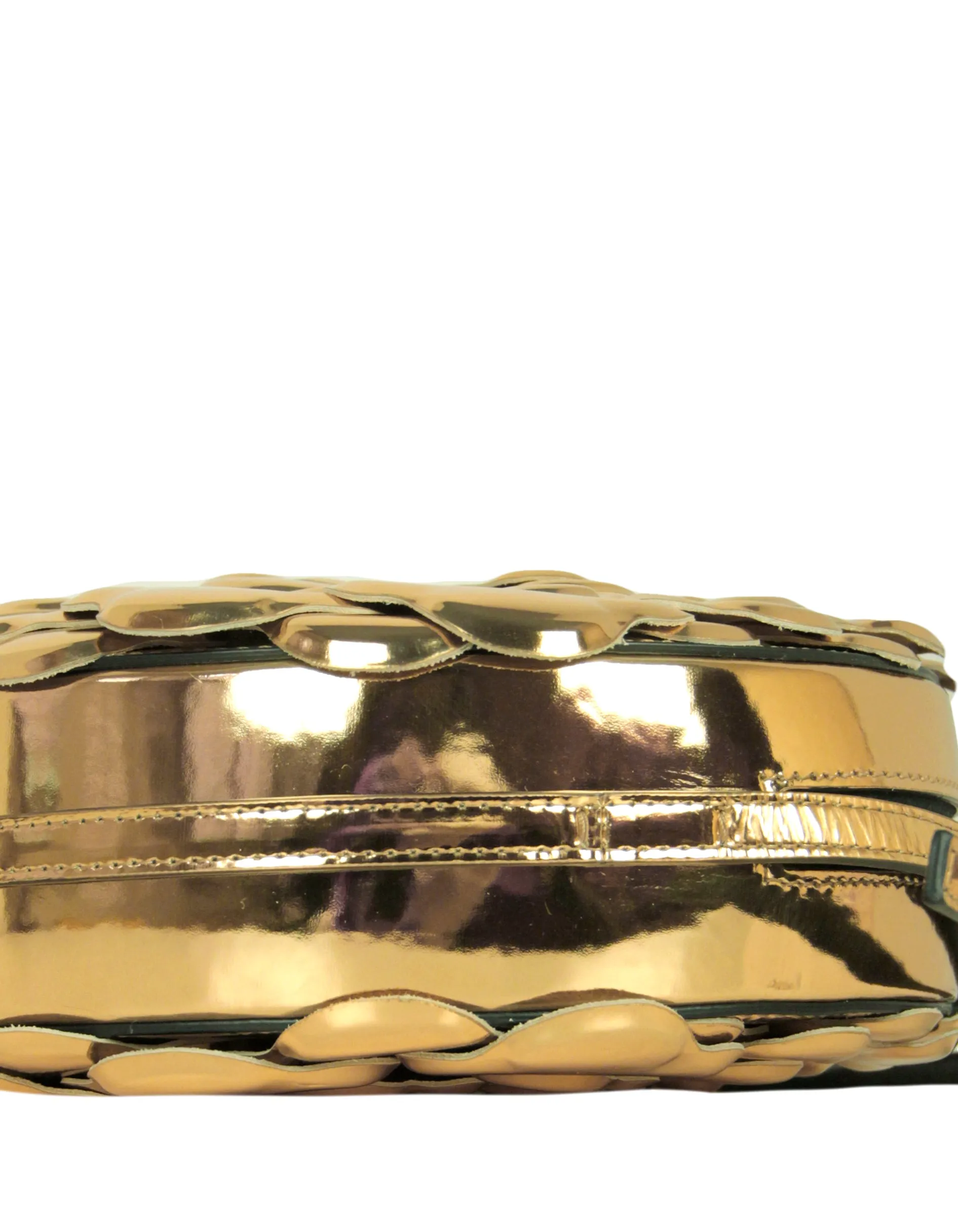 Valentino Gold Leather Atelier Rose 03 Edition Round Crossbody Bag