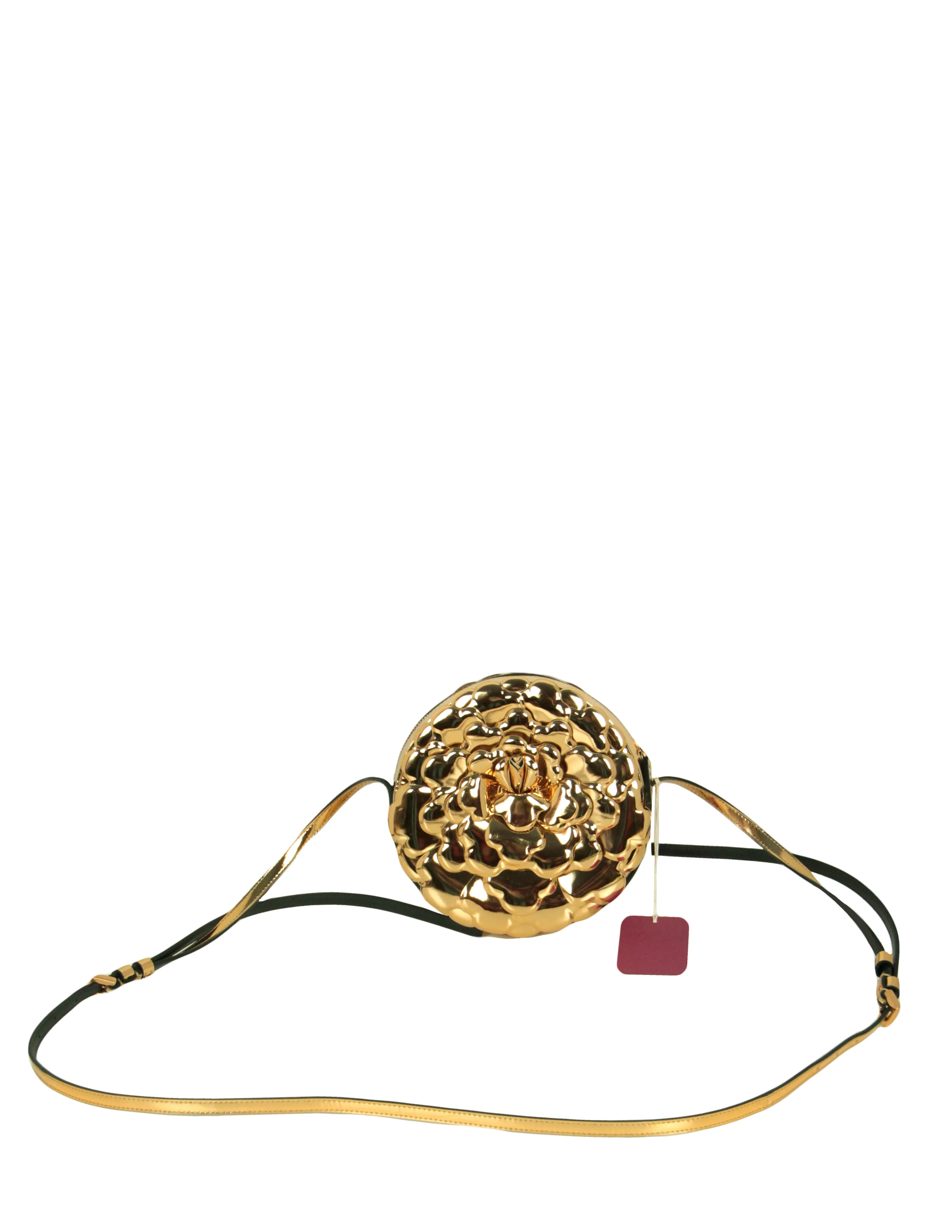 Valentino Gold Leather Atelier Rose 03 Edition Round Crossbody Bag