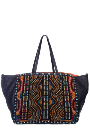 Valentino Multicolor Beaded Leather Rockstud Tote