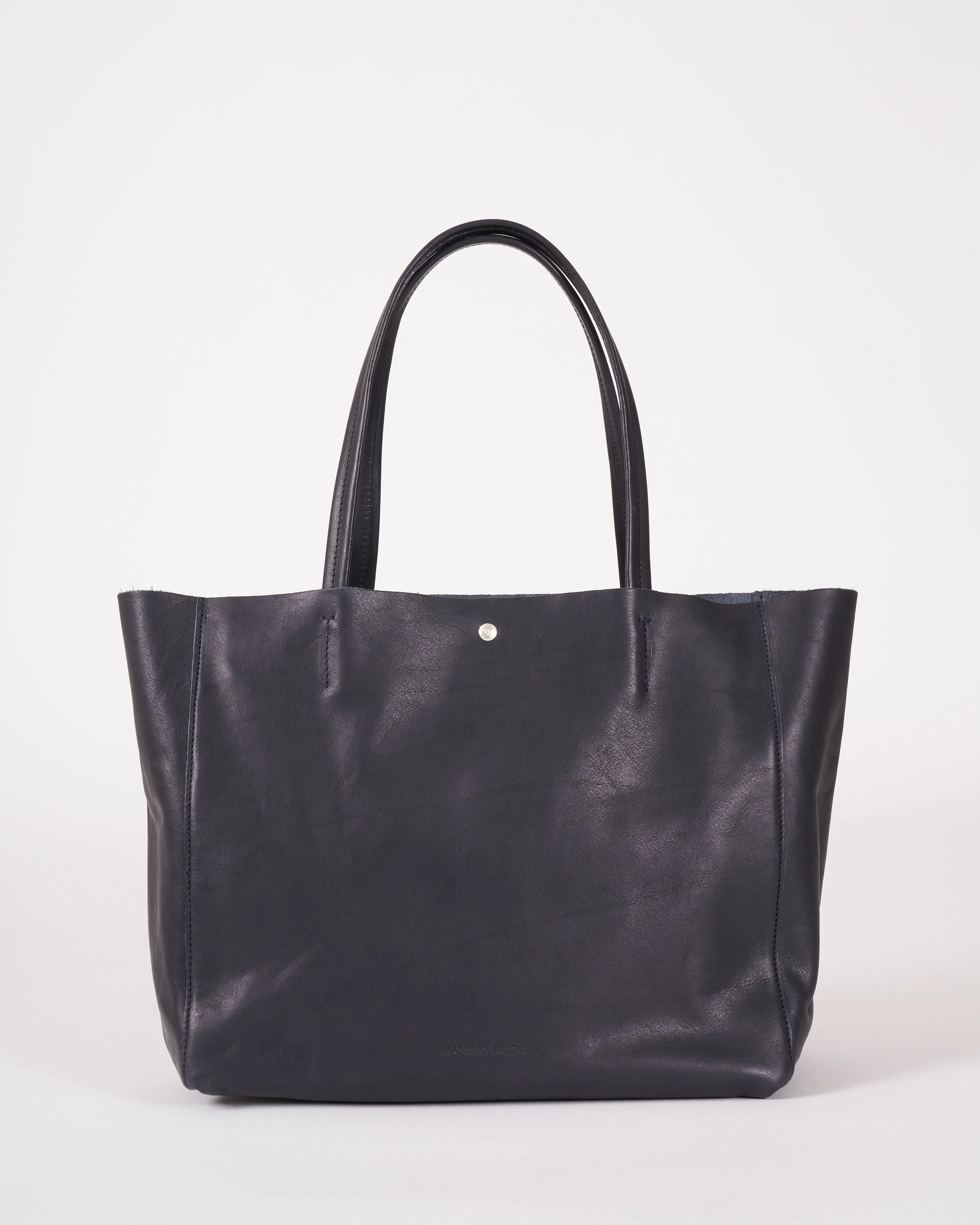 valerie tote bag - veg tan leather navy