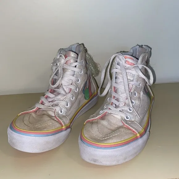VANS Sk8-hi Zip Unicorn Glitter High Top Sneaker In White  Size 3