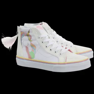 VANS Sk8-hi Zip Unicorn Glitter High Top Sneaker In White  Size 3