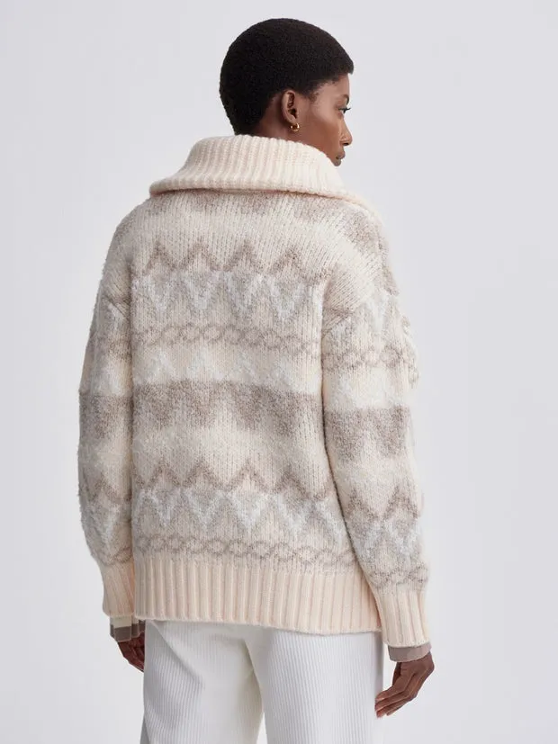 Varley Brooke Fairisle Knit Jacket in Ivory Mountain Fairisle