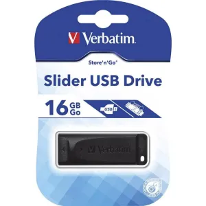Verbatim 98696 Memoria Usb 16 Gb Slinder Dezlizable Retractil Color Negro