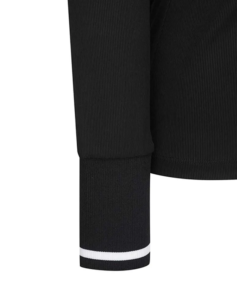 Vice Golf Atelier Women's Wide Collar Half Zip-Up Long Sleeve T-Shirt - Black