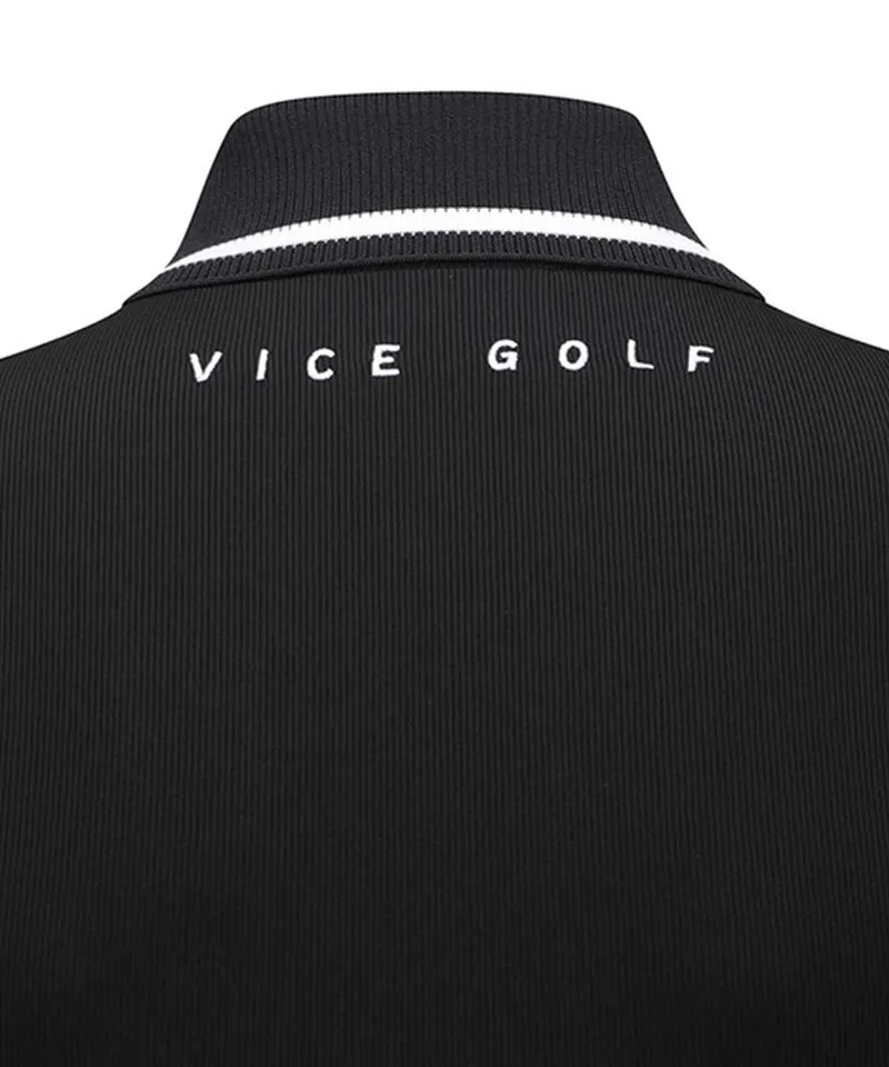 Vice Golf Atelier Women's Wide Collar Half Zip-Up Long Sleeve T-Shirt - Black