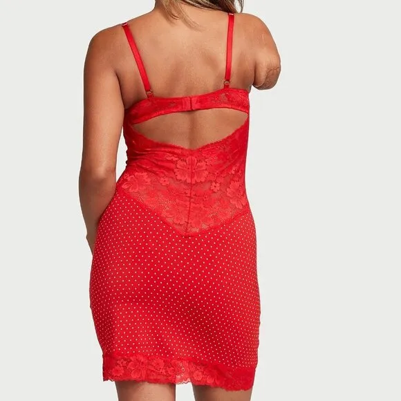 Victorias Secret holiday Christmas Lingerie Slip Dress Small Red