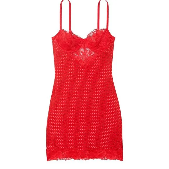 Victorias Secret holiday Christmas Lingerie Slip Dress Small Red