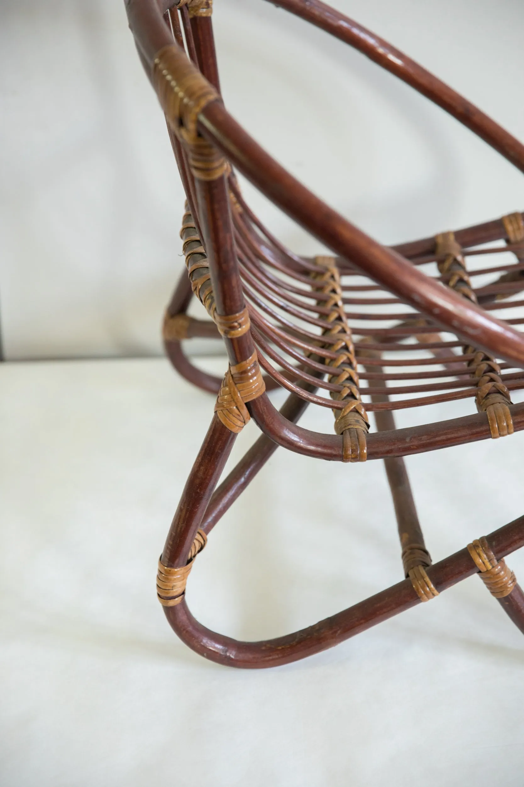 Vintage Mid Century Rattan Kid's Chair