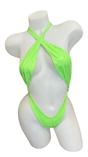 Vinyl Criss Cross Sling Shot - Neon Green
