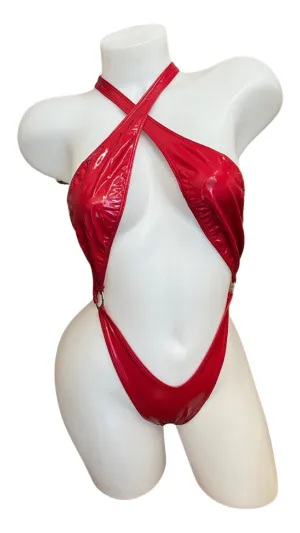 Vinyl Criss Cross Sling Shot - Red