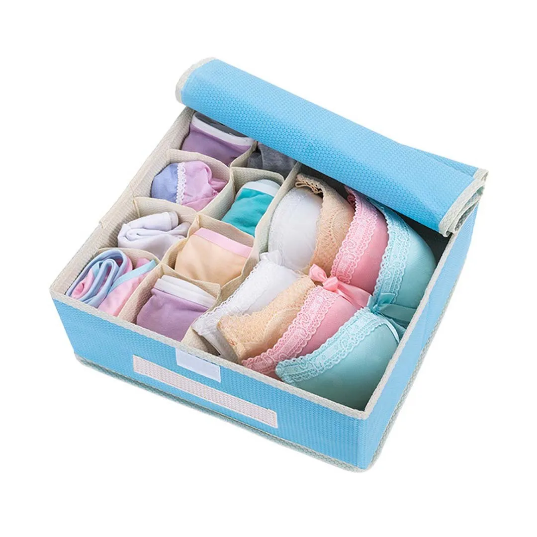 Wakugawa Foldable Underwear Organizer Socks Storage Box Drawer Divider Underwear Organizer (Blue)