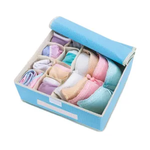 Wakugawa Foldable Underwear Organizer Socks Storage Box Drawer Divider Underwear Organizer (Blue)