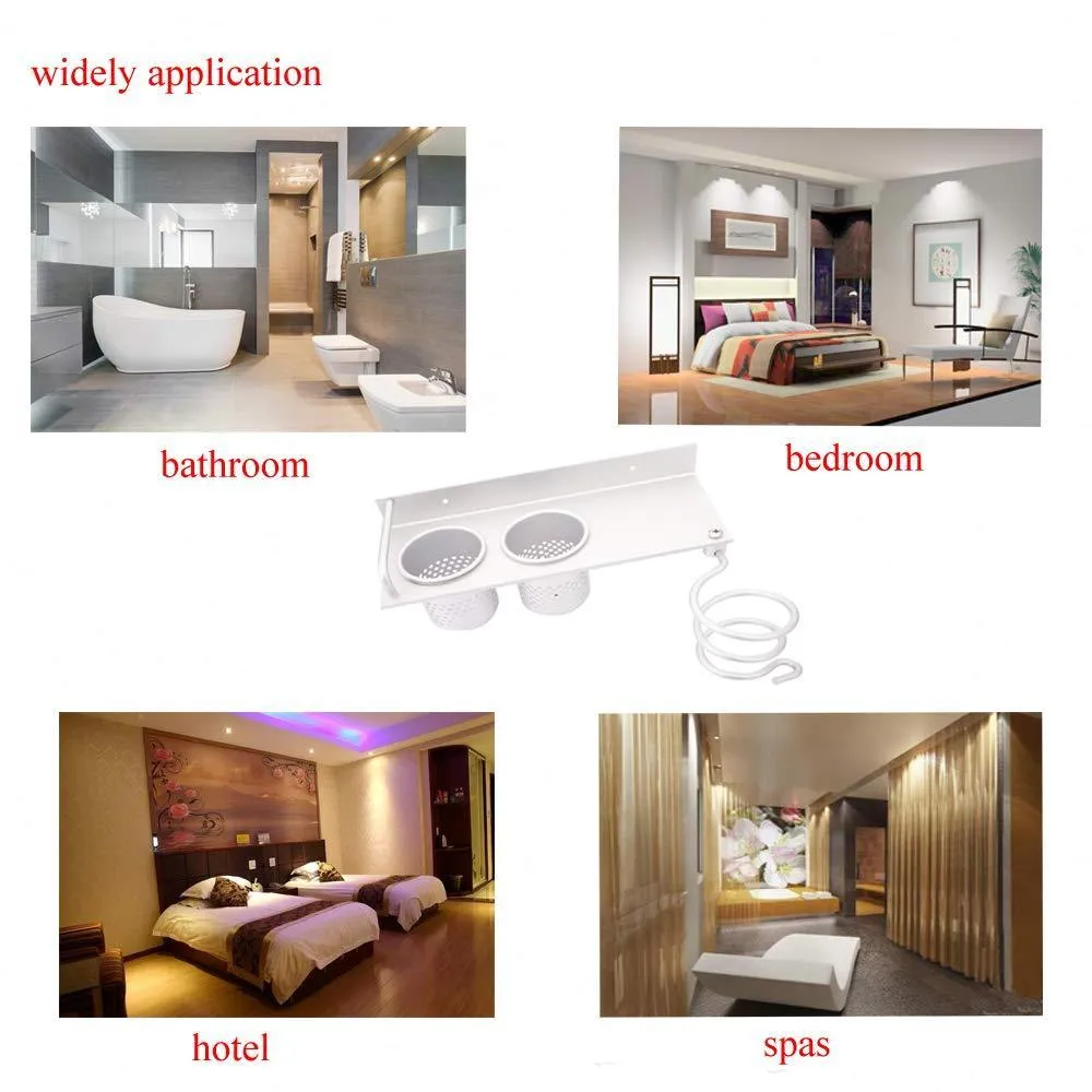Wall Mount Hair Dryer Holder Multifunctional Bathroom Organizer Collection Storage Rack Spiral Hair Care Tools Hanging Rack Toothbrush Storage