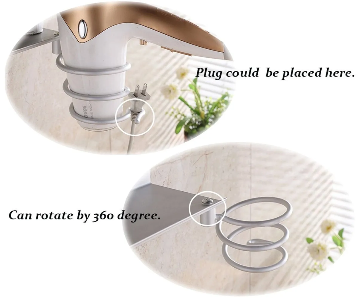 Wall Mount Hair Dryer Holder Multifunctional Bathroom Organizer Collection Storage Rack Spiral Hair Care Tools Hanging Rack Toothbrush Storage