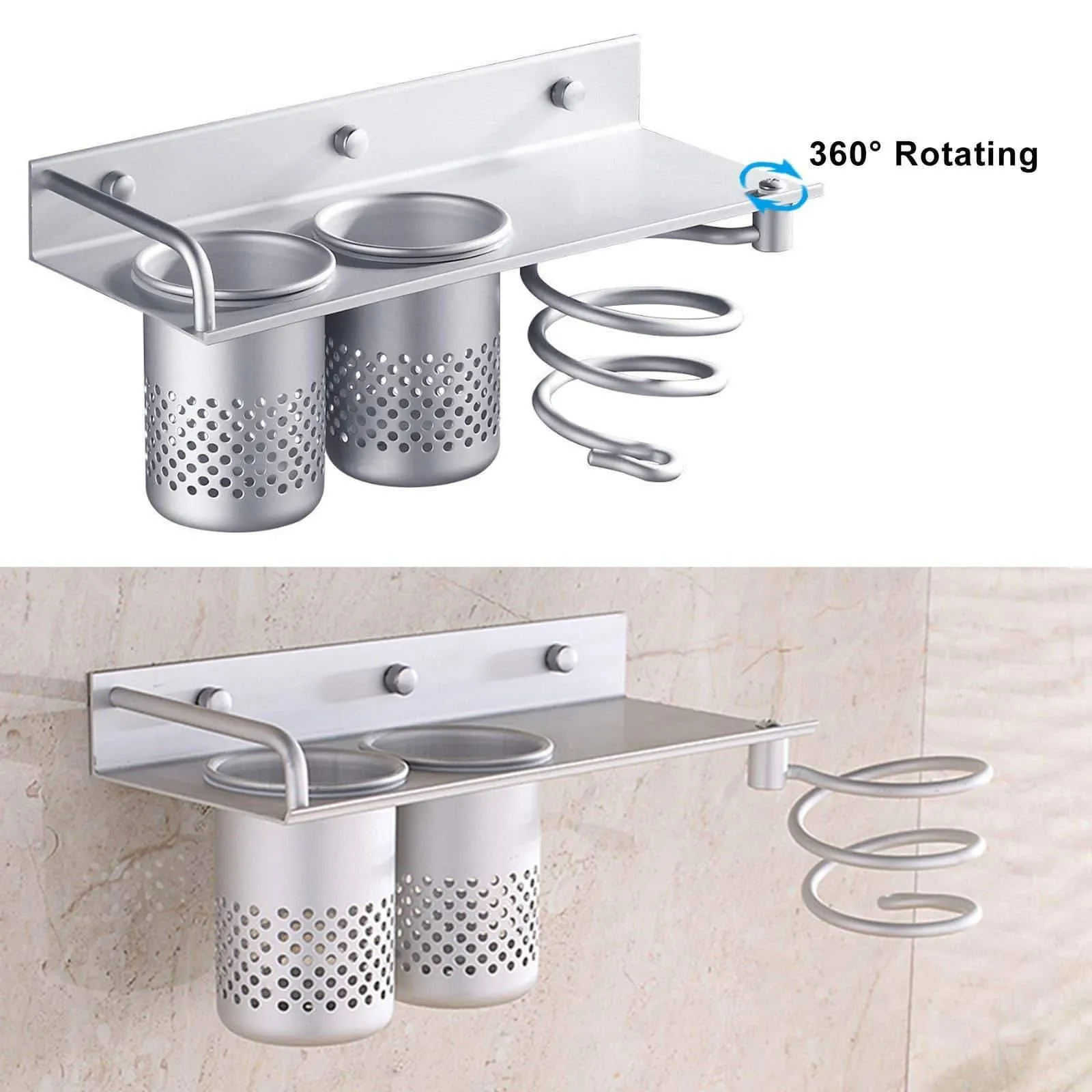 Wall Mount Hair Dryer Holder Multifunctional Bathroom Organizer Collection Storage Rack Spiral Hair Care Tools Hanging Rack Toothbrush Storage