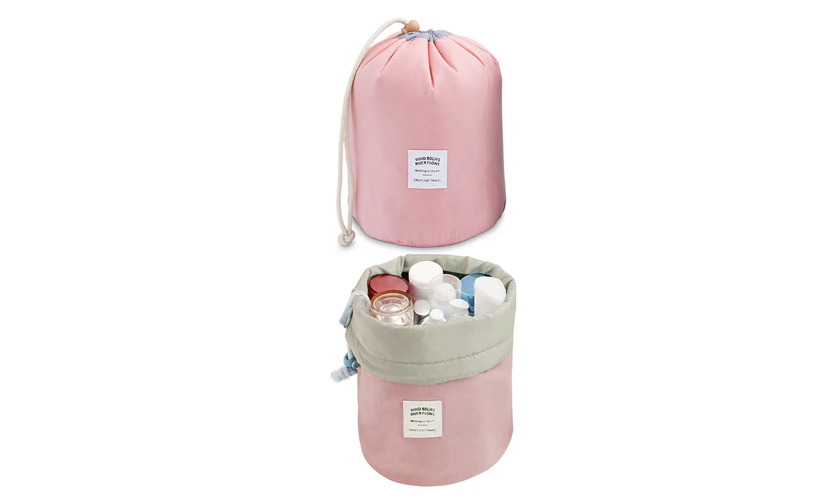 Waterproof Barrel Multifunctional Travel Toiletry Makeup Organizer Bag