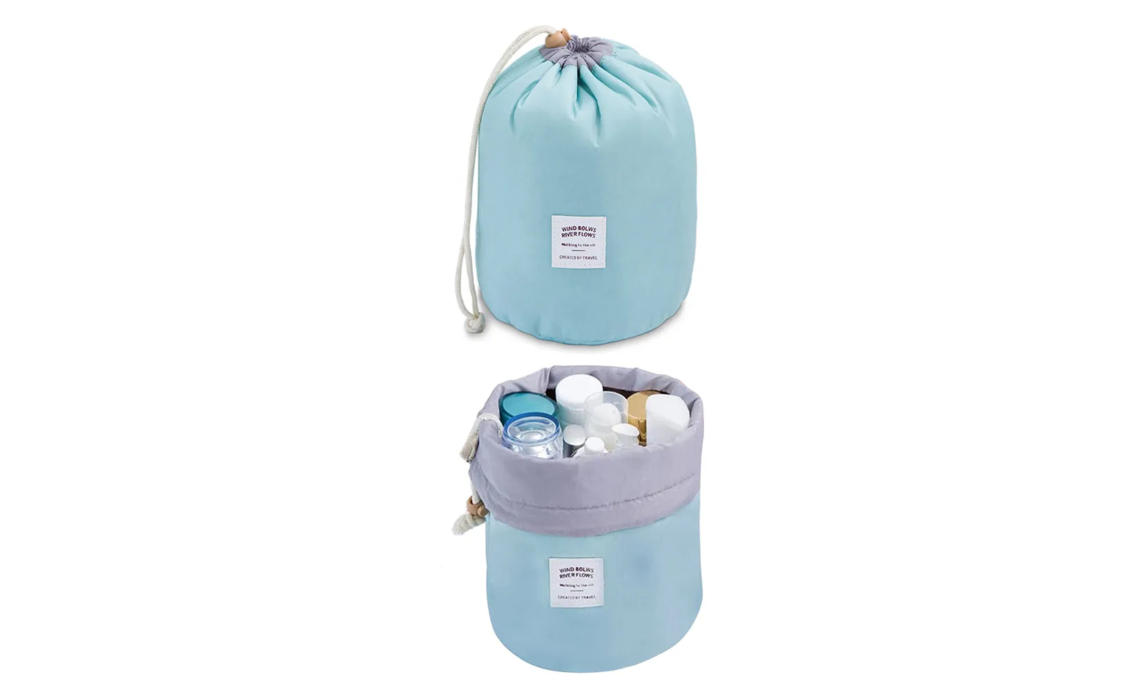 Waterproof Barrel Multifunctional Travel Toiletry Makeup Organizer Bag