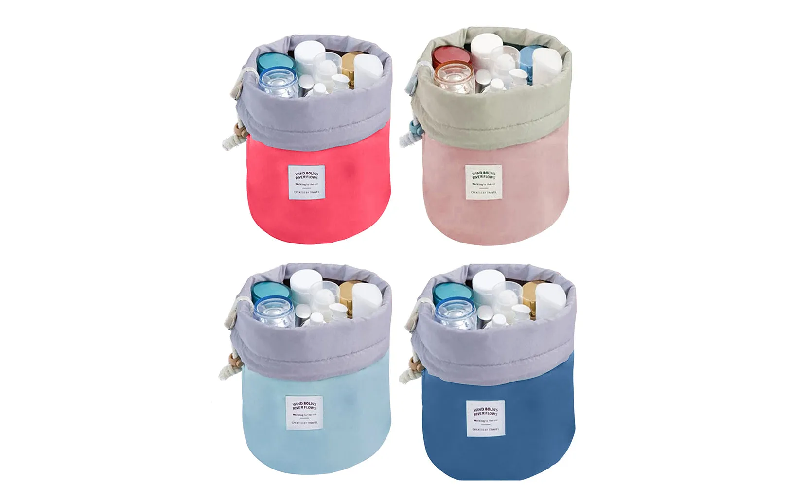Waterproof Barrel Multifunctional Travel Toiletry Makeup Organizer Bag