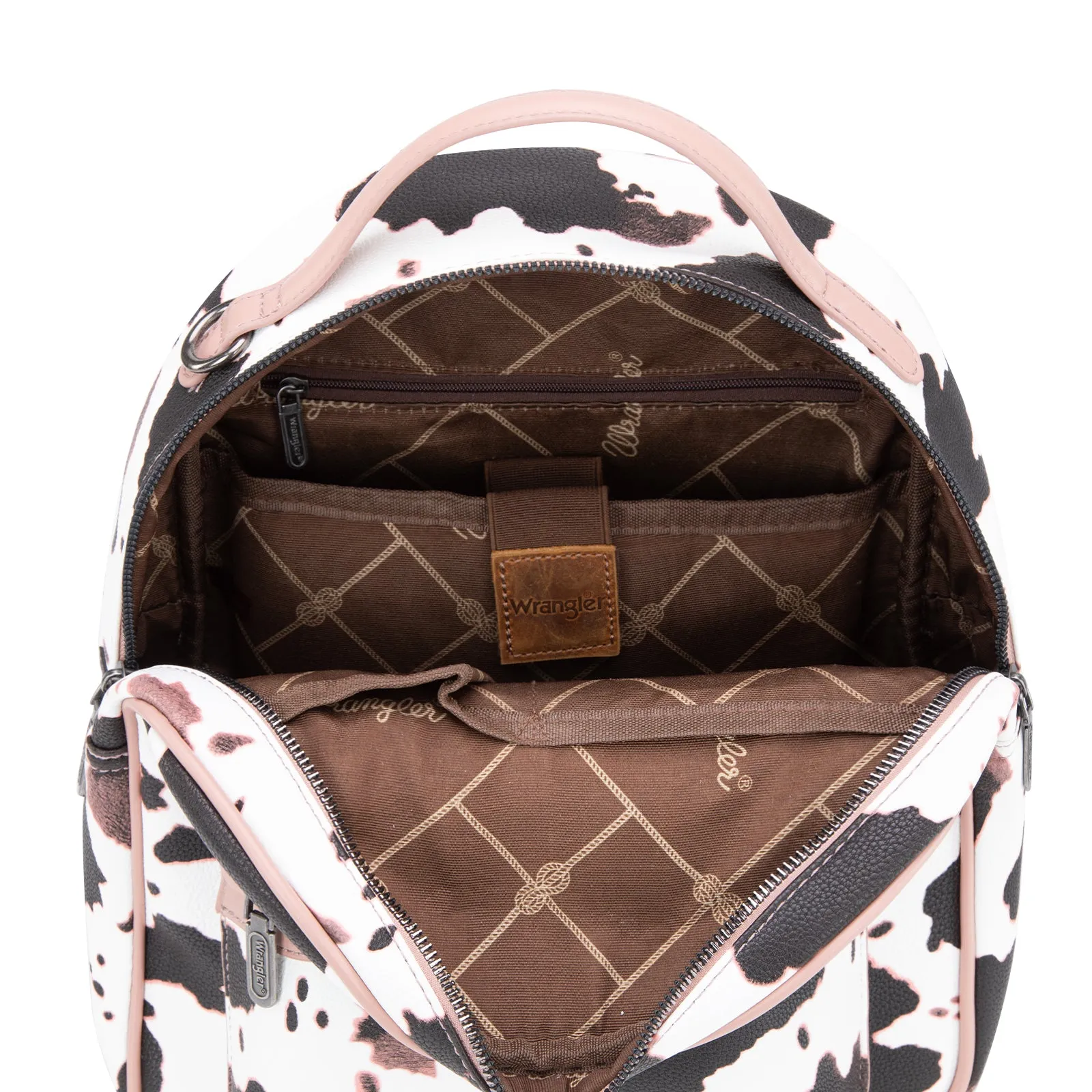 WG133-8603  Wrangler Cow Print Backpack With Coin Pouch - Pink