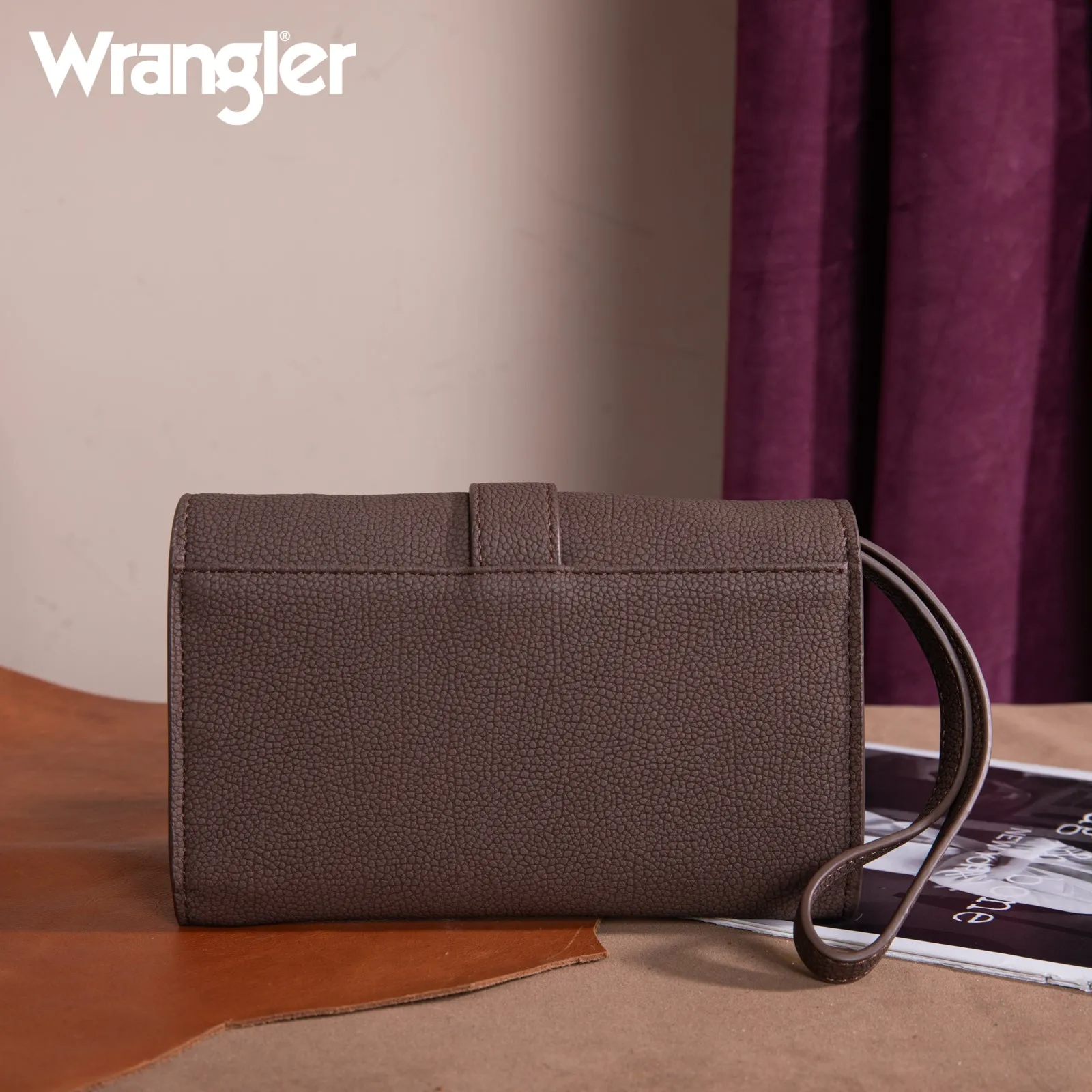 WG168-W012  Wrangler Buckle Wallet /Shoulder Bag/Crossbody- Coffee
