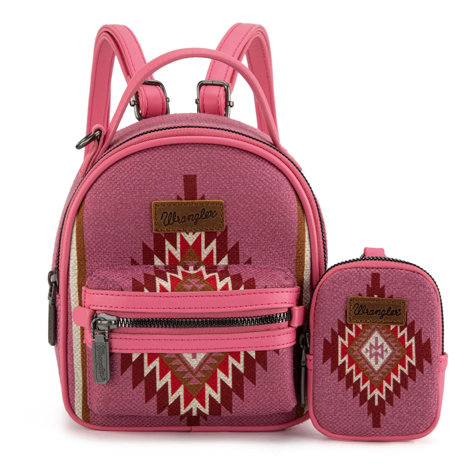 WG174-8601  Wrangler Southwestern Knitted Mini Backpack With Coin Pouch - Hot Pink