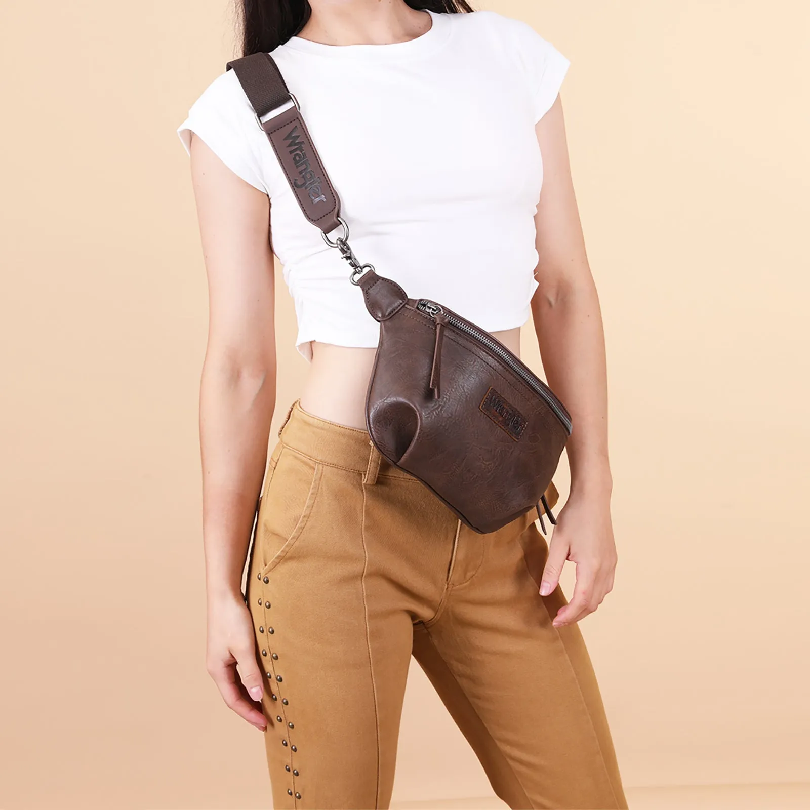 WG82-194  Wrangler Fanny Pack Belt Bag Sling Bag - Coffee