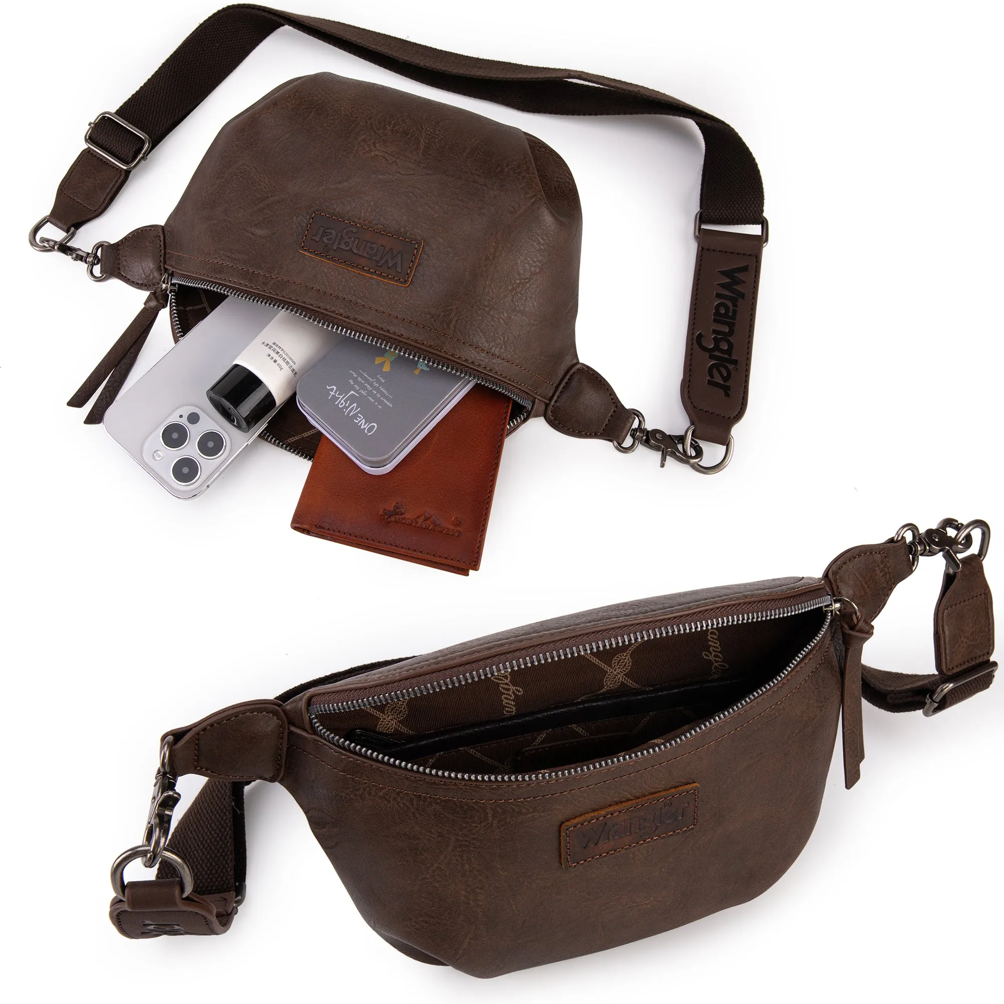 WG82-194  Wrangler Fanny Pack Belt Bag Sling Bag - Coffee