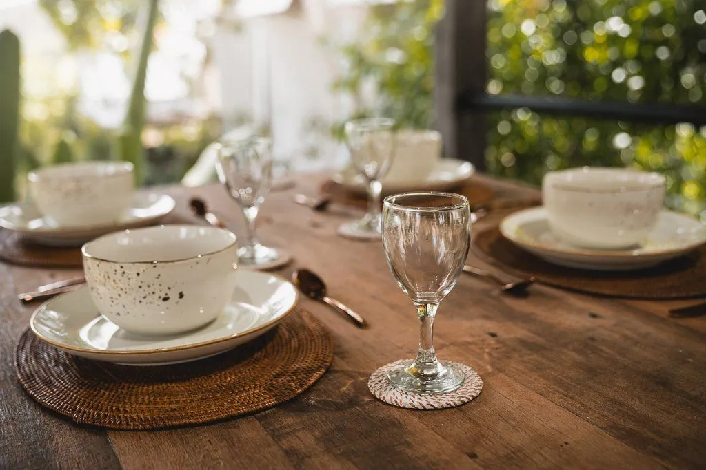 WHITE WASH RATTAN COASTER SET (Set of 6) by POPPY   SAGE