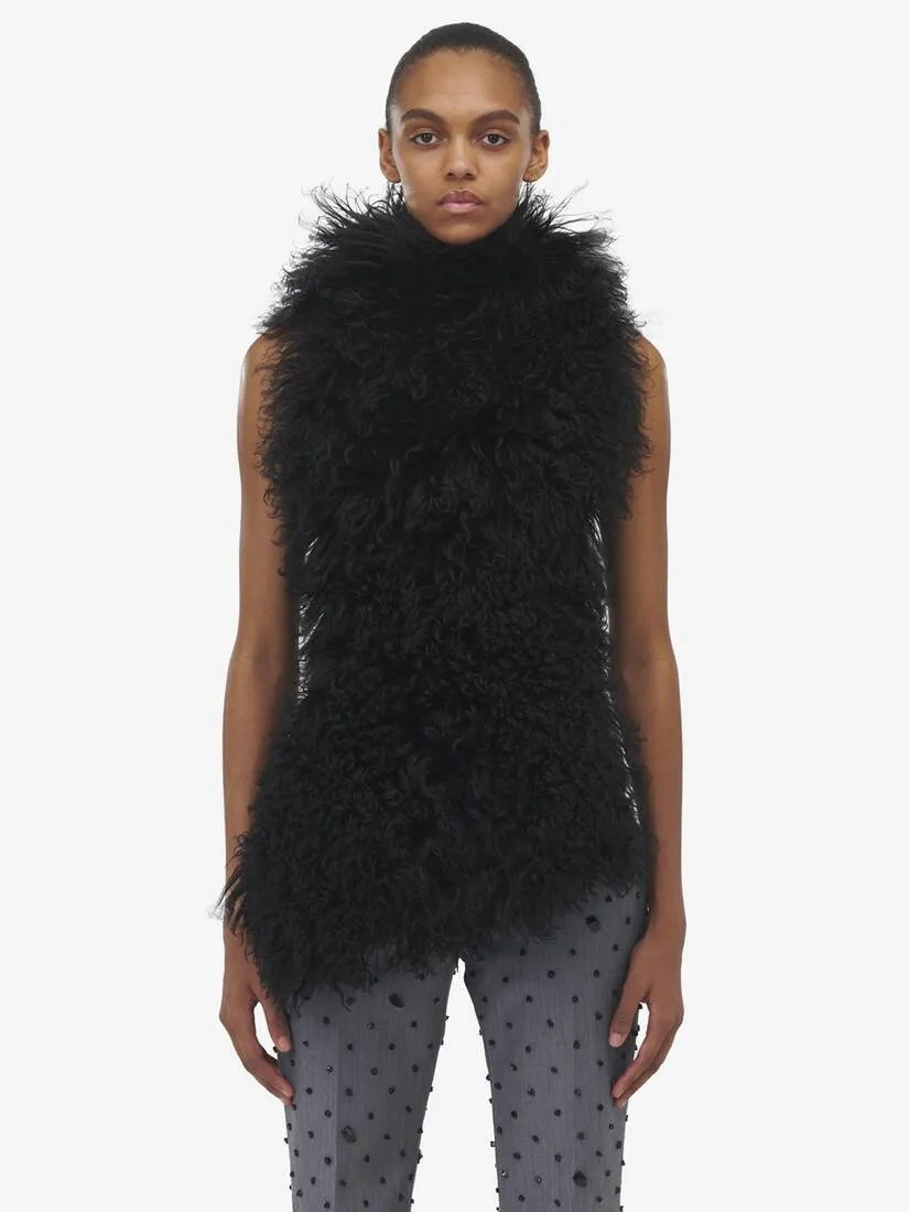 Women's Shearling Sleeveless Top