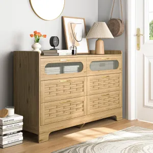 Wood 6 Drawer Dresser for Bedroomï¼Œdouble with Wide Drawers Chest