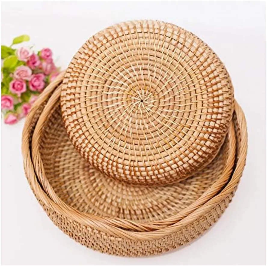 Woven Rattan Nesting Baskets Set of 3