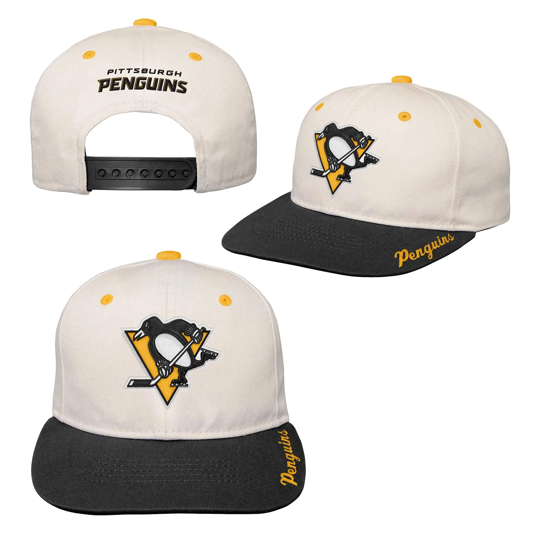 Youth Bone Crown Deadstock Flat Brim - Pittsburgh Penguins