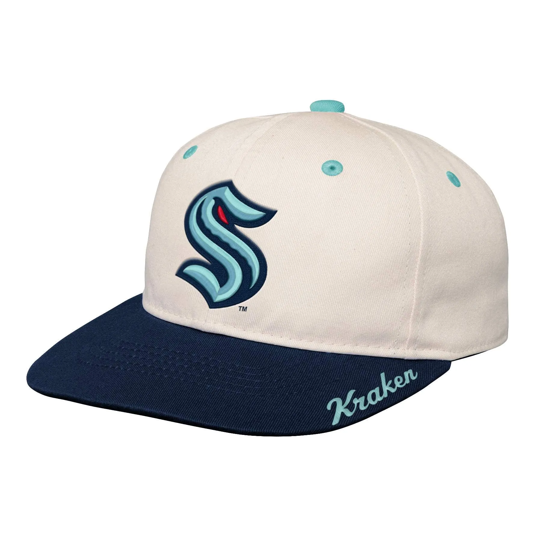 Youth Bone Crown Deadstock Flat Brim - Seattle Kraken
