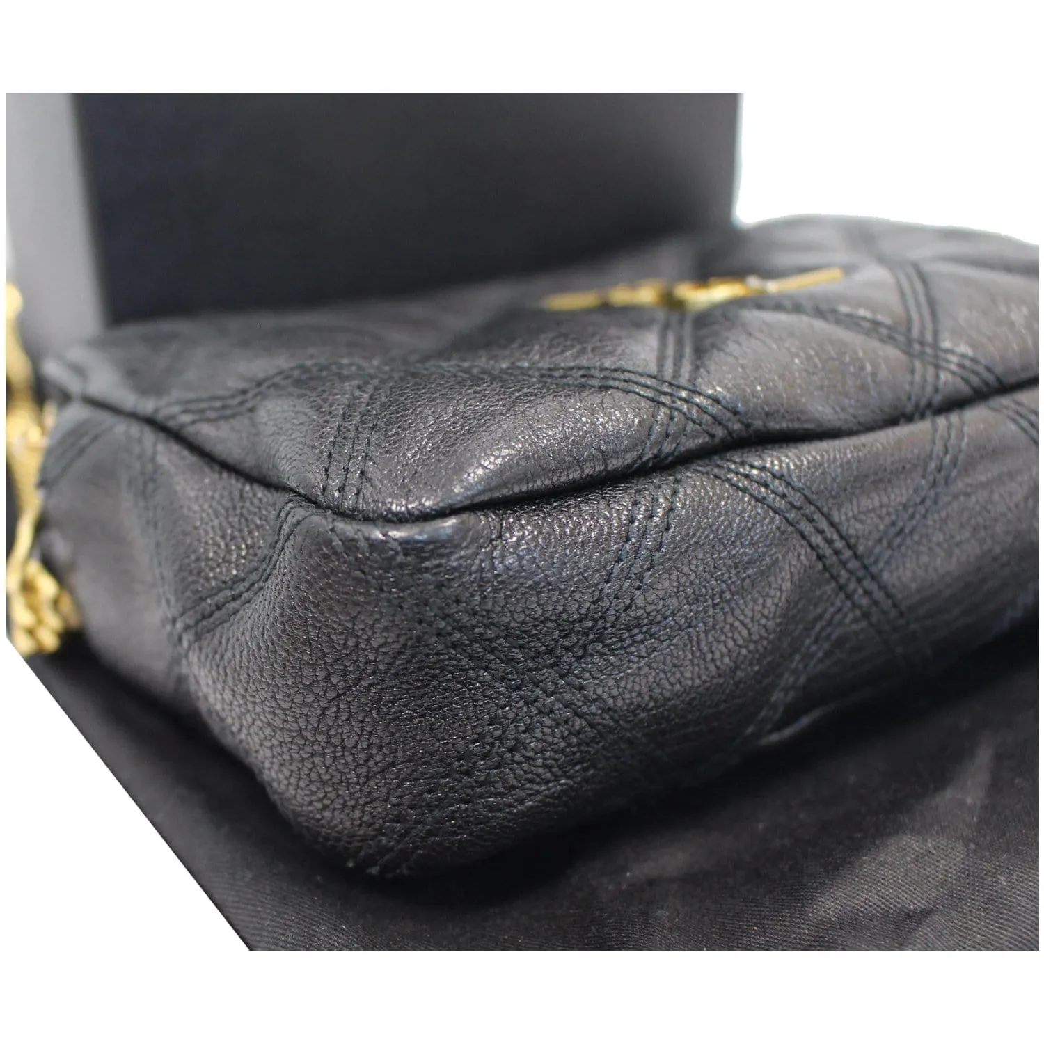 YVES SAINT LAURENT Becky Double Zip Lambskin Leather Crossbody Bag Black