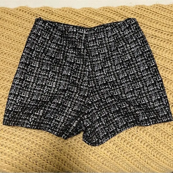 Zara Black Silver High Waisted Double Button Skort